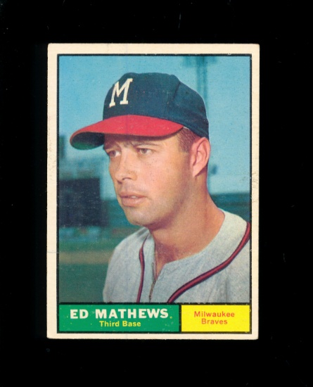 1962 Topps Baseball Card #120 Hall of Famer Eddie Mathews Milwaukee Braves