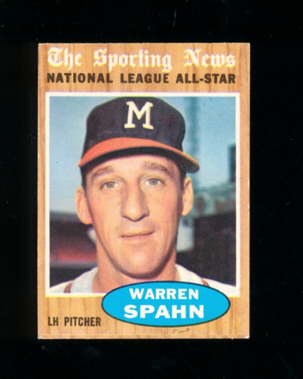 1962 Topps Baseball Card #399 Hall of Famer Warren Spahn Milwaukee Braves.