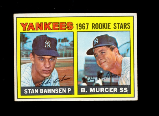 1967 Topps Baseball Card #93 Yankees Rookie Stars 1967 Bahnsen-Murcer. EX t