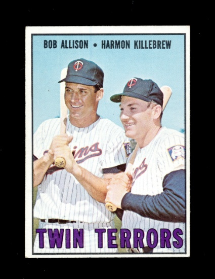 1967 Topps Baseball Card #334 Twin Terrors Allison-Killebrew. Has ink Marks