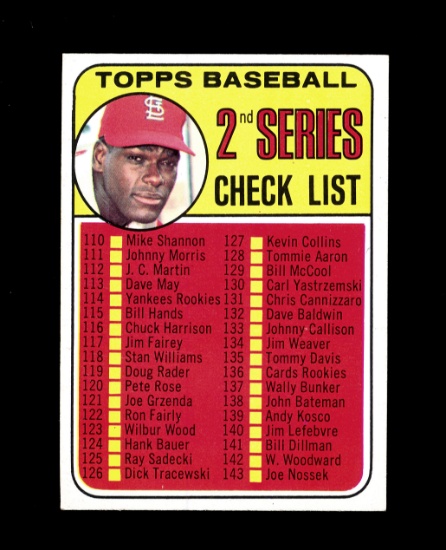 1969 Topps Baseball Card #107 ChechList (Bob Gibson). EX-MT to NM Condition