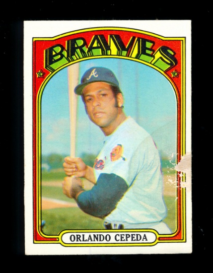 1972 Topps Baseball Card #195 Hall of Famer Orlando Cepeda Atlanta Braves.E