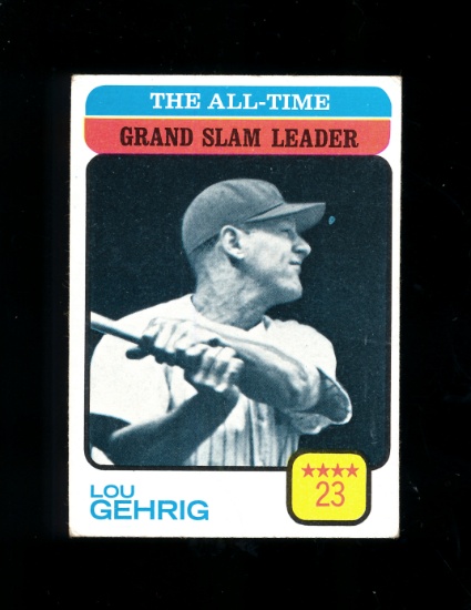 1973 Topps Baseball Card #472 Hall of Famer Lou Gehrig All-Time Grand Slam