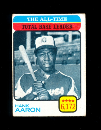 1973 Topps Baseball Card #473 Hall of Famer Hank Aaron All-Time Total Base