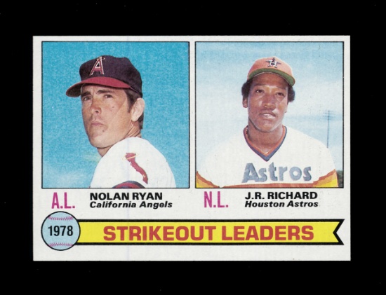 1979 Topps Baseball Card #6 Strikeout Leaders in 1878 Ryan and Ricardo. NM