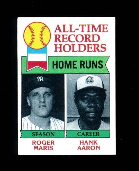 1979 Topps Baseball Card #413 All-Time Home Run Leaders Maris and Aaron. NM
