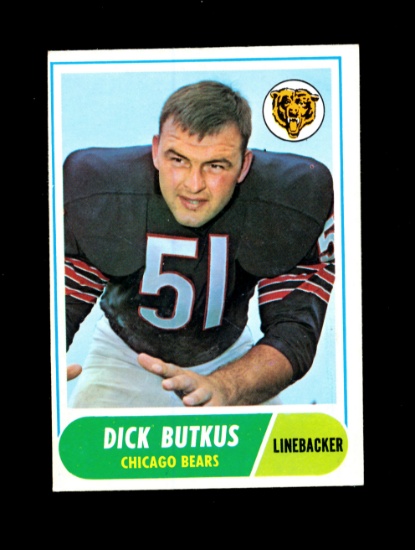 1968 Topps Football Card #127 Hall of Famer Dick Butkus Chicago Bears. EX t