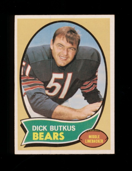 1970 Topps Football Card #190 Hall of Famer Dick Butkus Chicago Bears. EX-M