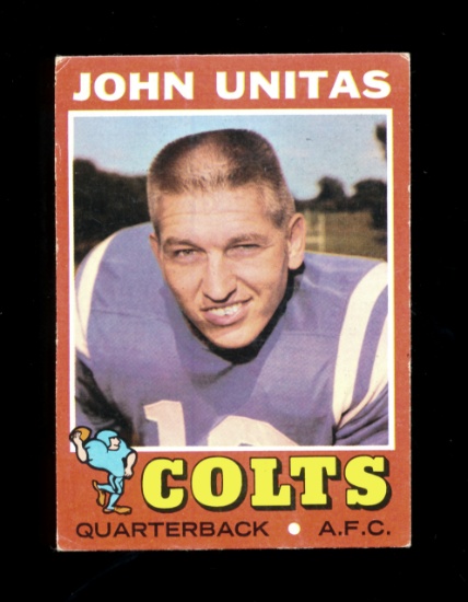 1971 Topps Football Card #1 Hall of Famer John Unitas Baltimore Colts. Has