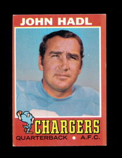 1971 Topps Football Card #255 John Hadl San Diego Chargers. EX to EX-MT Con