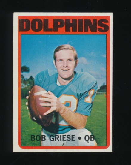 1972 Topps Football Card #80 Hall of Famer Bob Griese Miami Dolphins. EX to