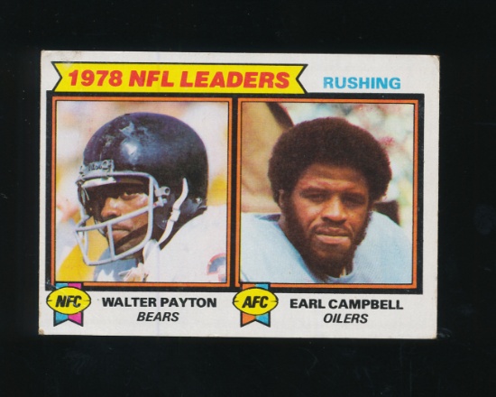 1979 Topps Football Card #3 NFL 1978 Rushing Leaders Payton & Campbell. Cre