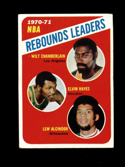 1971 Topps Basketball Card #142 Rebound Leaders For 1970-71 Chamberlain, Ha
