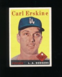 1958 Topps Baseball Card #258 Carl Erskine Los Angeles Dodgers. EX to EX-MT