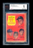 1962 Topps Baseball Card #53 American League 1961 Home Run Leaders Maris, M