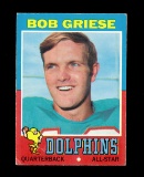 1971 Topps Football Card #160 Hall of Famer Bob Griese Miami Dolphins. EX t
