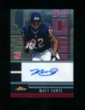 2008 Topps Finest ROOKIE Autographed Football Card #114 Matt Forte. Chicago