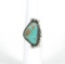 Vintage Native American Sterling Silver Ring Large Turquoise Stone.     1-1