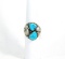 Vintage Native American Sterling Silver Ring With 2  Turquoise Stones.  1