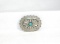 Vintage Native American Sterling Silver Belt Buckle With 1 Turquoise Stone.