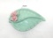 Vintage 1950's Enchanto California Pottery. Matte Turquoise Leaf Ashtray Wi