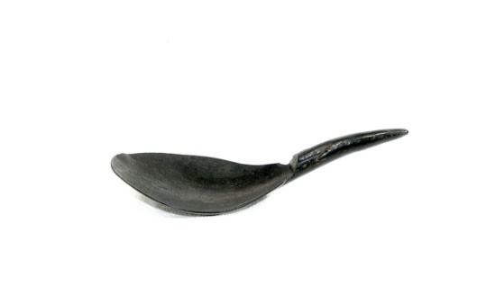 Vintage American Indian Black Wooden Carved Spoon.  6-1/2"