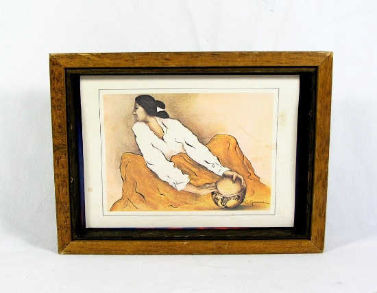 Print of Native American Artist R.C. Gorman's Painting Titled The "Pottery