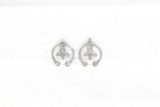 (2) Vintage Native American Sterling Silver Naja Crescent Shaped Ear Rings