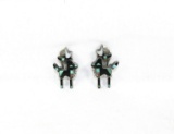 (2) Vintage Sterling Silver Clip ON Ear Rings Shaped Into Form Of Deer With