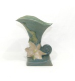 Vintage Roseville Pottery Clematis Blue Cornucopia Vase 191-8