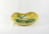 1950's Vintage McCoy Pottery Planter Green & Yellow With Green Bird Decorat