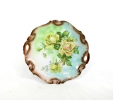 Vintage Hand Painted JSV German China Decorative Plate with Floral Pattern