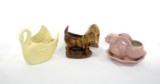 (3) Vintage Figural Ceramic Planters: Swan, Rabbit, and Hickok Hound Dog. N