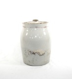 Vintage 1940s-50s Unmarked Ceramic Cookie Jar. Paint Designs all Worn off.