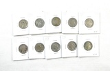 (10) Mixed Different Date Buffalo Head Nickles.