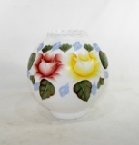 Vintage Handpainted floral designs White glass Globe. 8-1/4