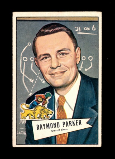 1952 Bowman Large ROOKIE Football Card #84 Raymond Parker COACH Detoit Lion