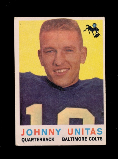 1959 Topps Football Card #1 Hall of Famer John Unitas Baltimore Colts. EX t