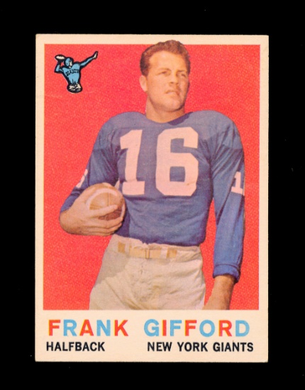 1959 Topps Football Card #20 Hall of Famer Frank Gifford New York Giants. E