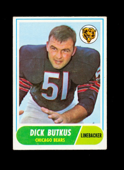 1968 Topps Football Card #127 Hall of Famer Dick Butkus Chicago Bears. EX t