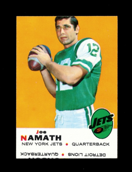 1969 Topps Football Card #100 Hall of Famer Joe Namath New York Jets. EX-MT