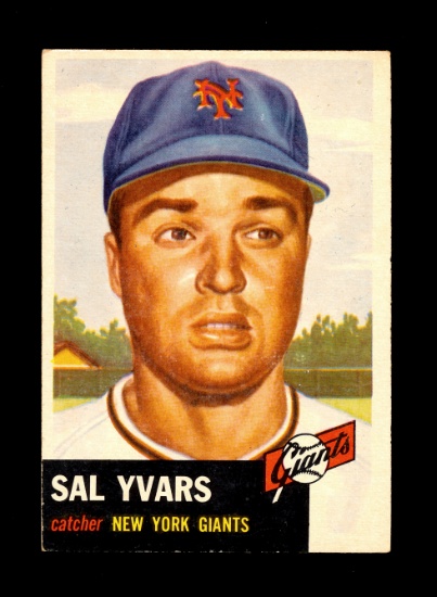 1953 Topps Baseball Card Short Print #11 Sal Yvars New York Giants. EX to E