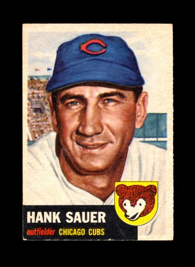 1953 Topps Baseball Card #111 Hank Saur Chicago Cubs. EX to EX-MT+ Conditio