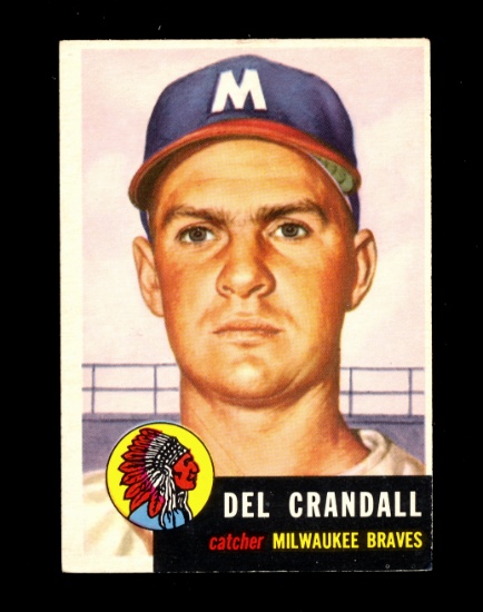 1953 Topps Baseball Card #197 Del Crandall Milwaukee Braves. EX to EX-MT+ C