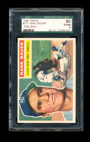 1956 Topps Baseball Card #177 Hank Baur New York Yankees. Graded SGC EX/NM
