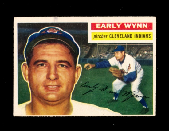 1956 Topps Baseball Card #187 Hall of Famer Early Wynn Cleveland Indians. E