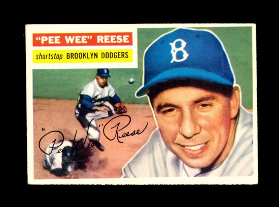 1956 Topps Baseball Card #260 Hall of Famer Pee Wee Reese Brooklyn Dodgers.