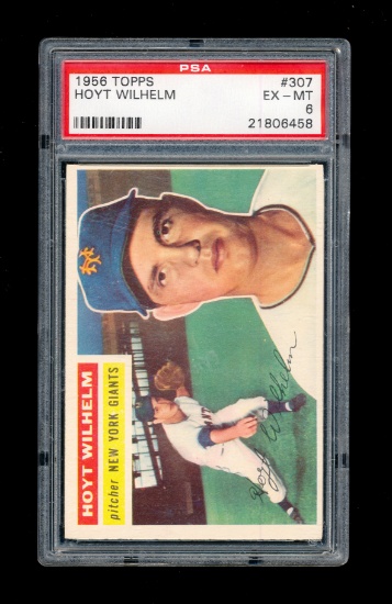 1956 Topps Baseball Card #307 Hall of Famer Hoyt Wilhelm New York Giants. G