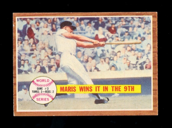 1962 Topps Baseball Card #234 World Series Game-3 "Mais Wins It In The 9th"