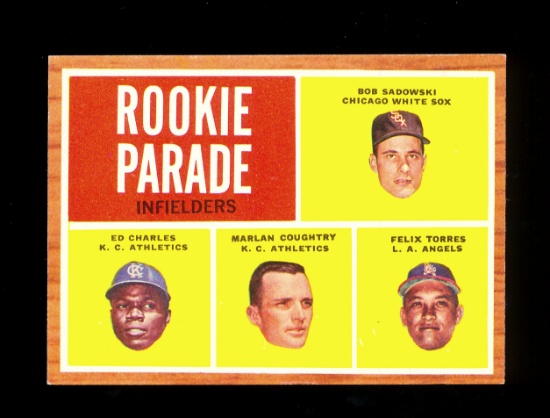 1962 Topps Baseball Card #595 Rookie Parade Infielders. EX-MT to NM Conditi